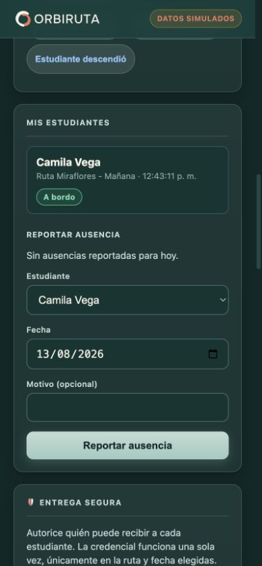 Aplicación ORBIRUTA para familias con datos demostrativos